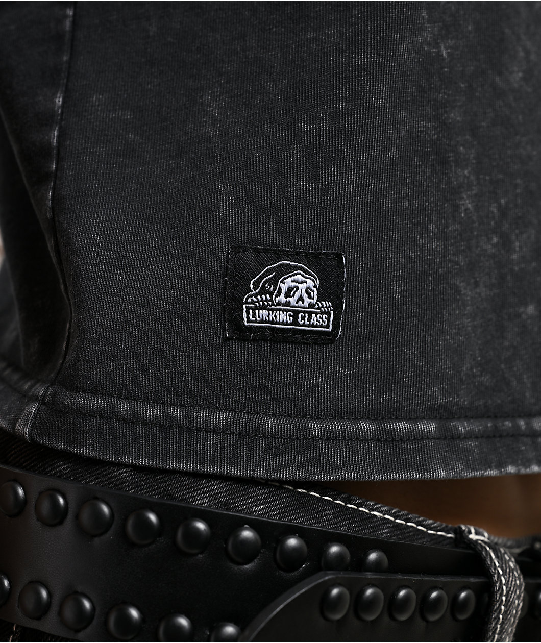 Lurking Class by Sketchy Tank x Kyle Grand Sin Embroidered Black Wash Crop T-Shirt