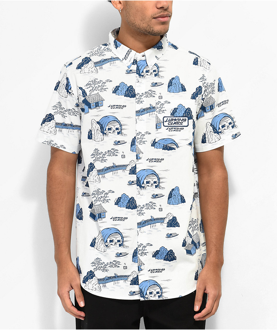 Lurking Class by Sketchy Tank x Mr. Tucks White Short Sleeve Button Up Shirt