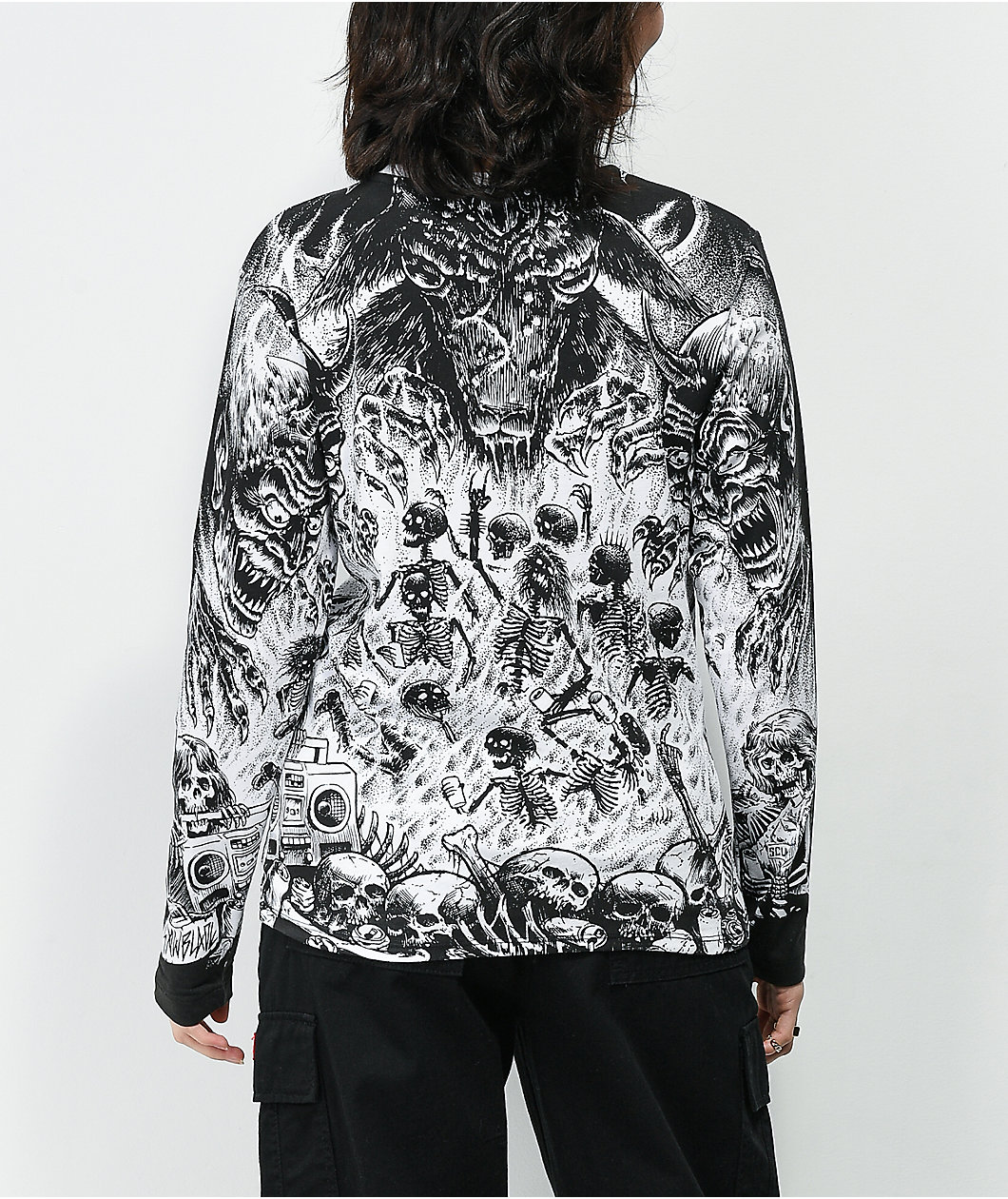 Lurking Class by Sketchy Tank x Sawblade Black & White Long Sleeve T-Shirt