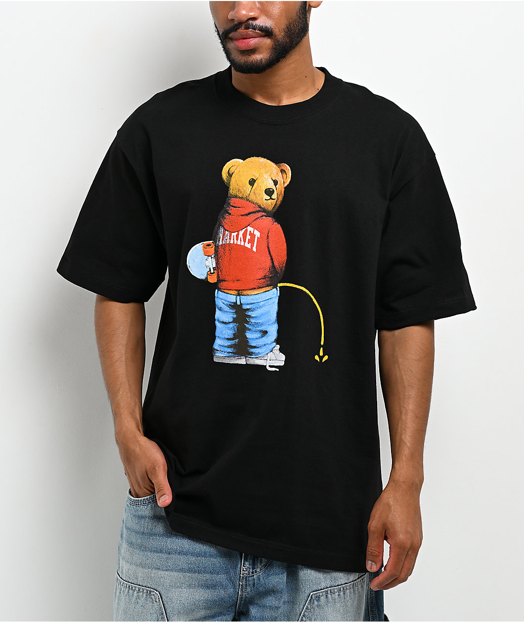 Market Studios Trouble Making Bear Black T-Shirt