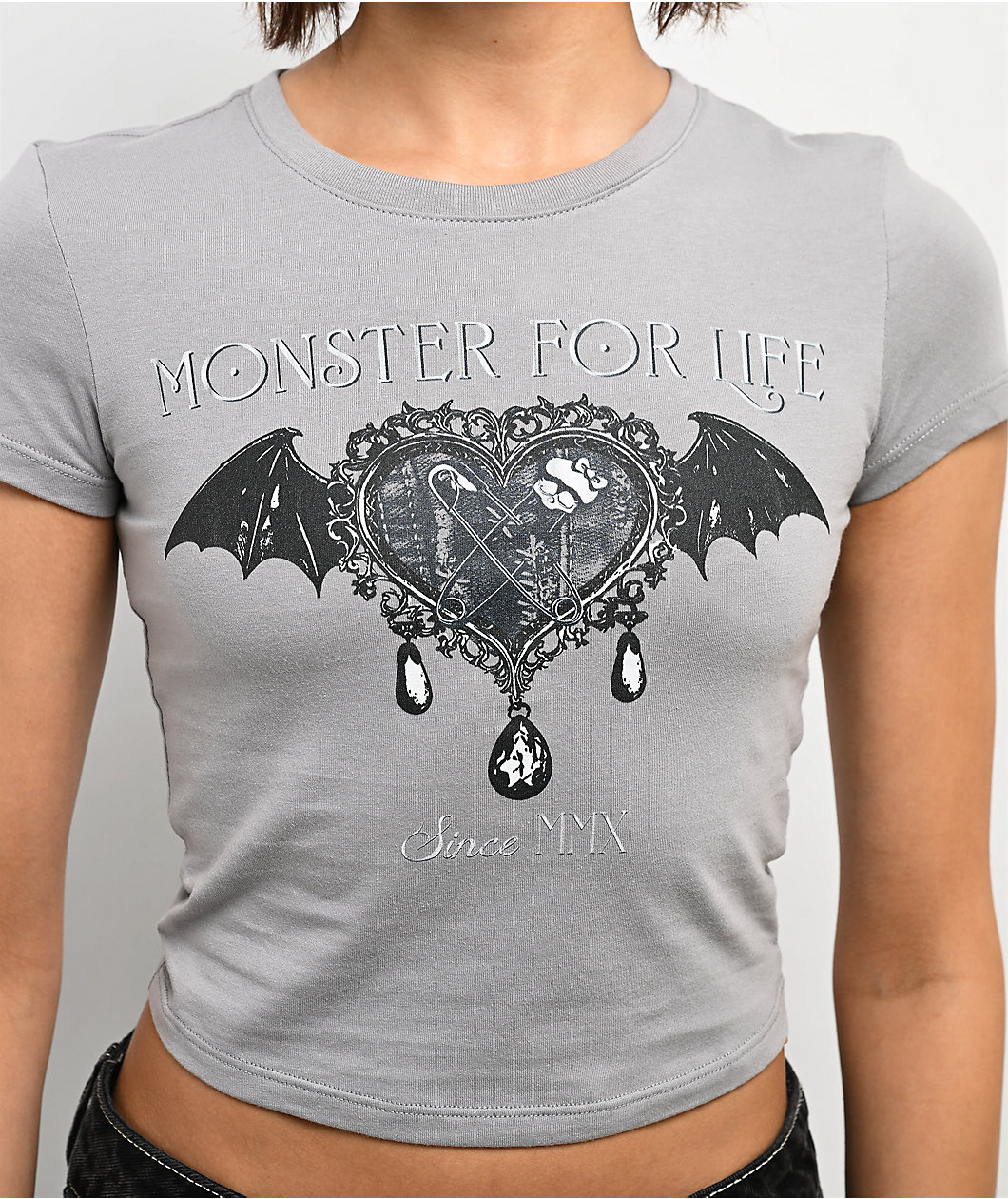 Mattel Monster High Wings Grey Crop T-Shirt