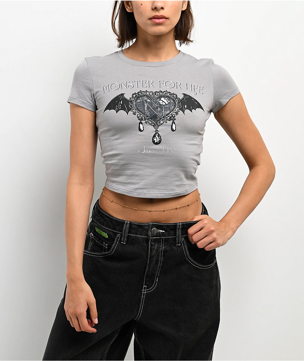 Mattel Monster High Wings Grey Crop T-Shirt