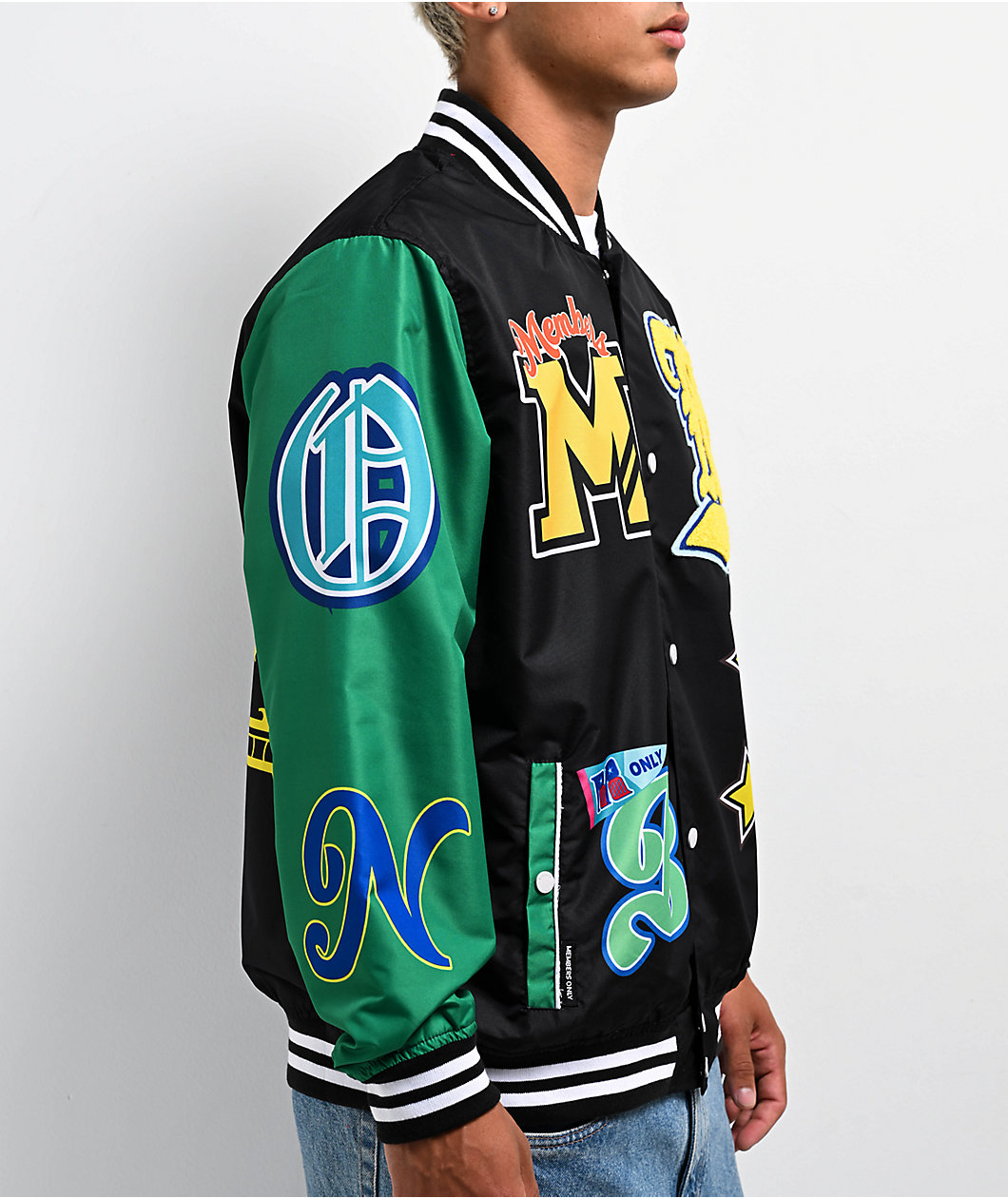 Members Only Black & Green Varsity Jacket