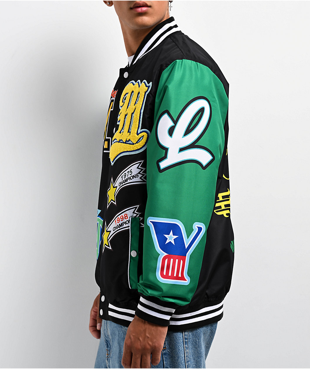 Members Only Black & Green Varsity Jacket