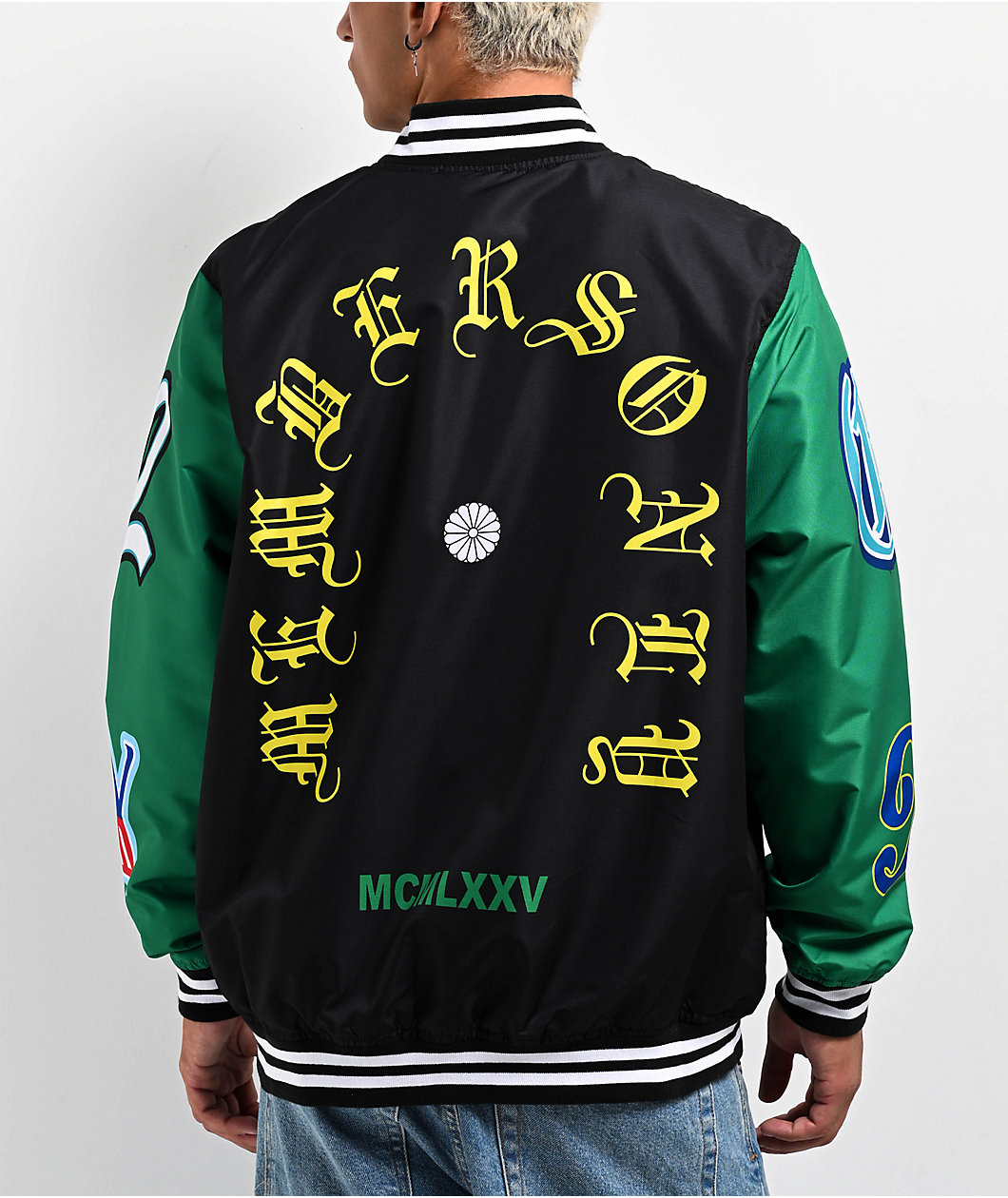 Members Only Black & Green Varsity Jacket