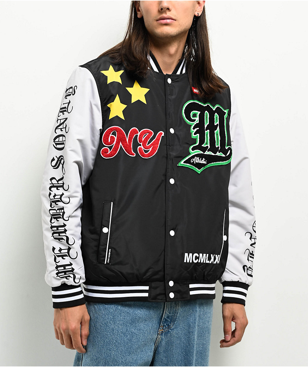 Members Only Black & White Varsity Jacket