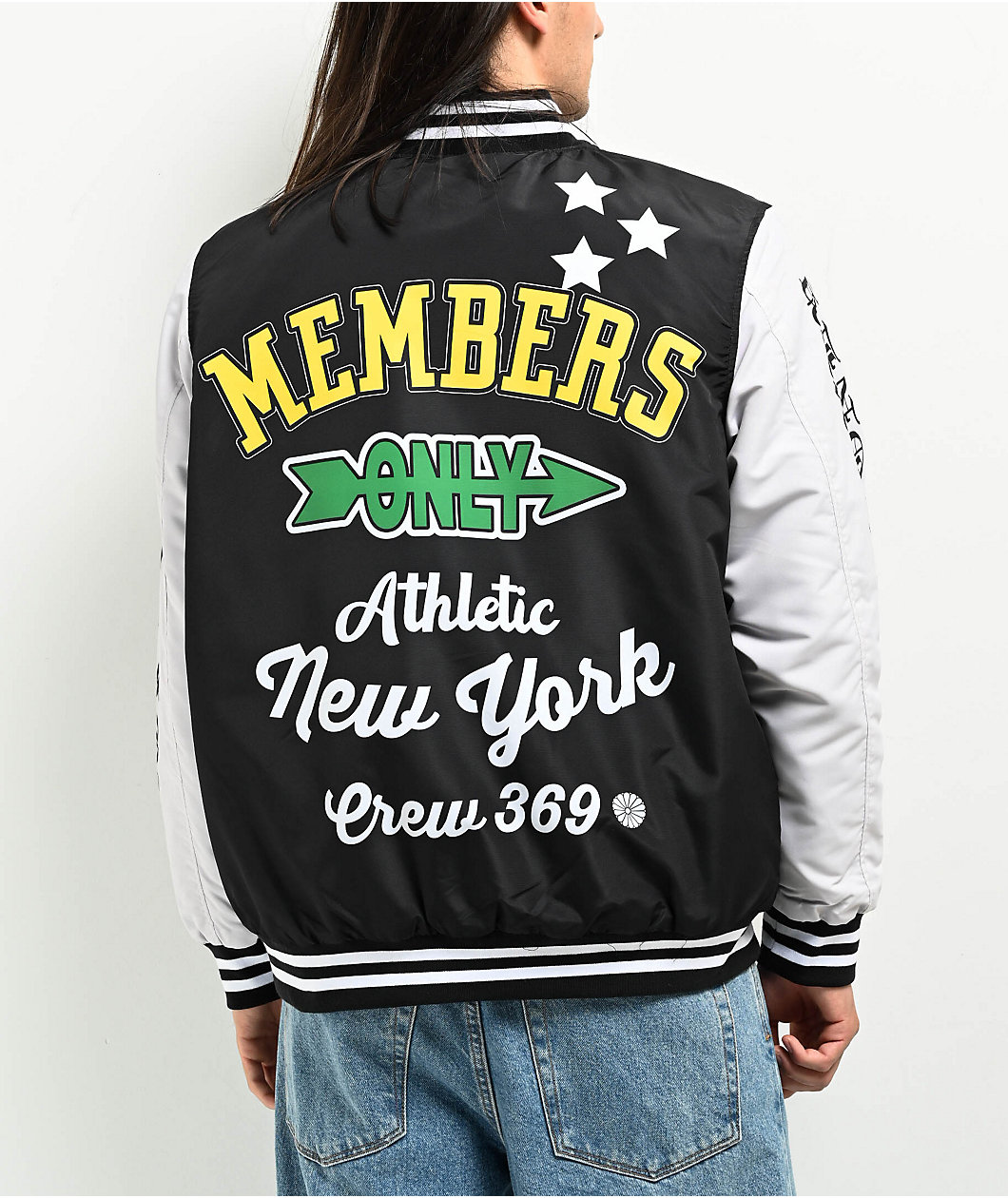 Members Only Black & White Varsity Jacket