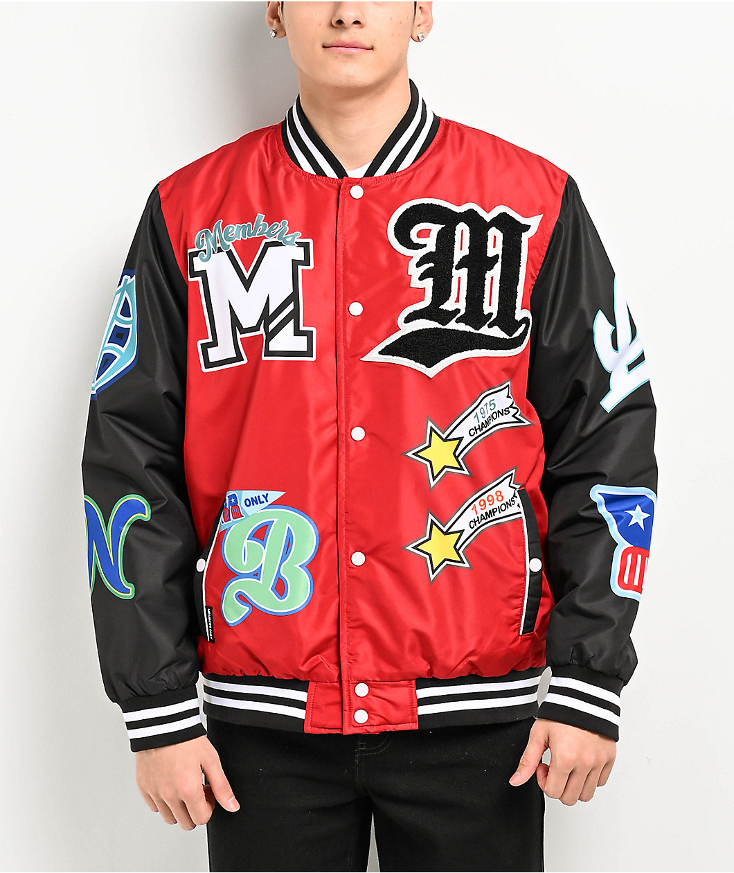 Members Only Championship Red Letterman Jacket