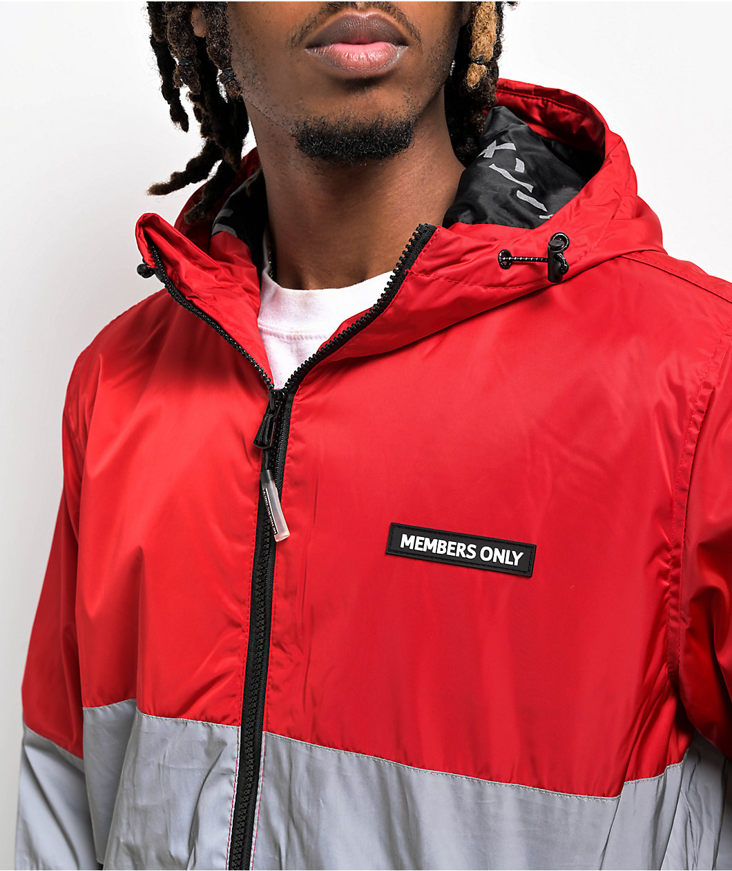 Members Only Kanji Reflective Red Windbreaker Jacket