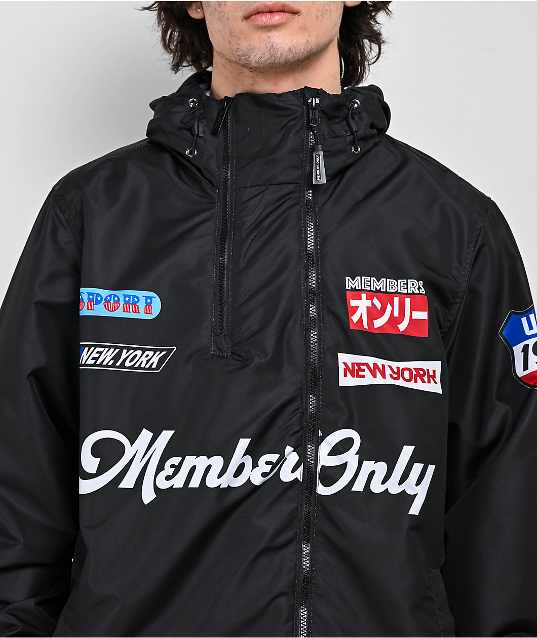 Members Only Racing Black Anorak Jacket