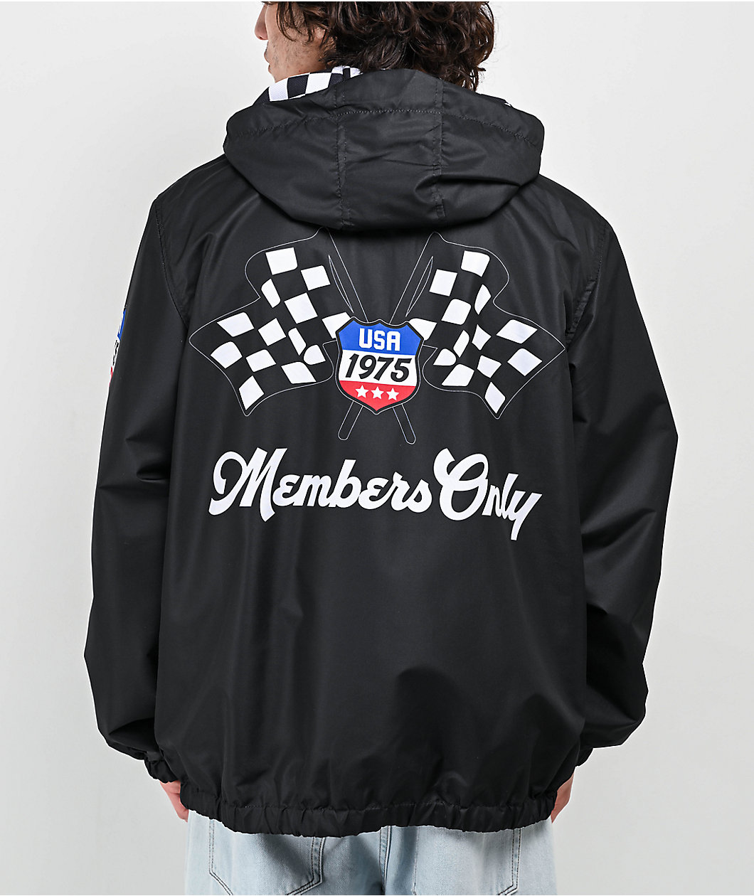 Members Only Racing Black Anorak Jacket