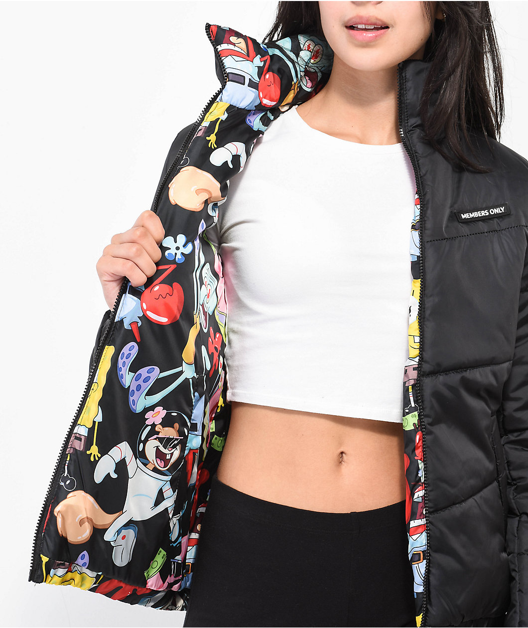 Members Only x Nickelodeon Black Reversible Puffer Jacket