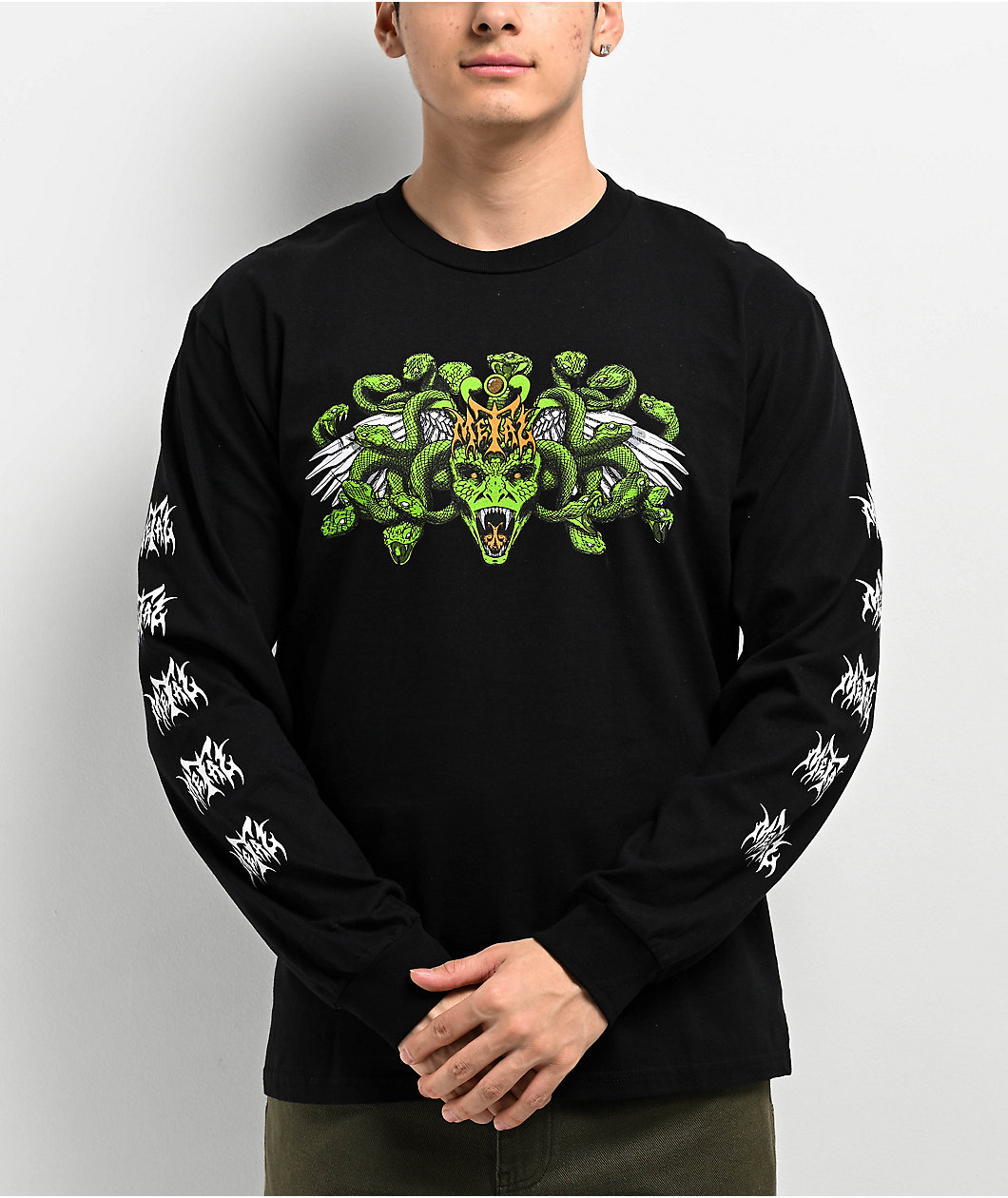 Metal Medusa Black Long Sleeve T-Shirt