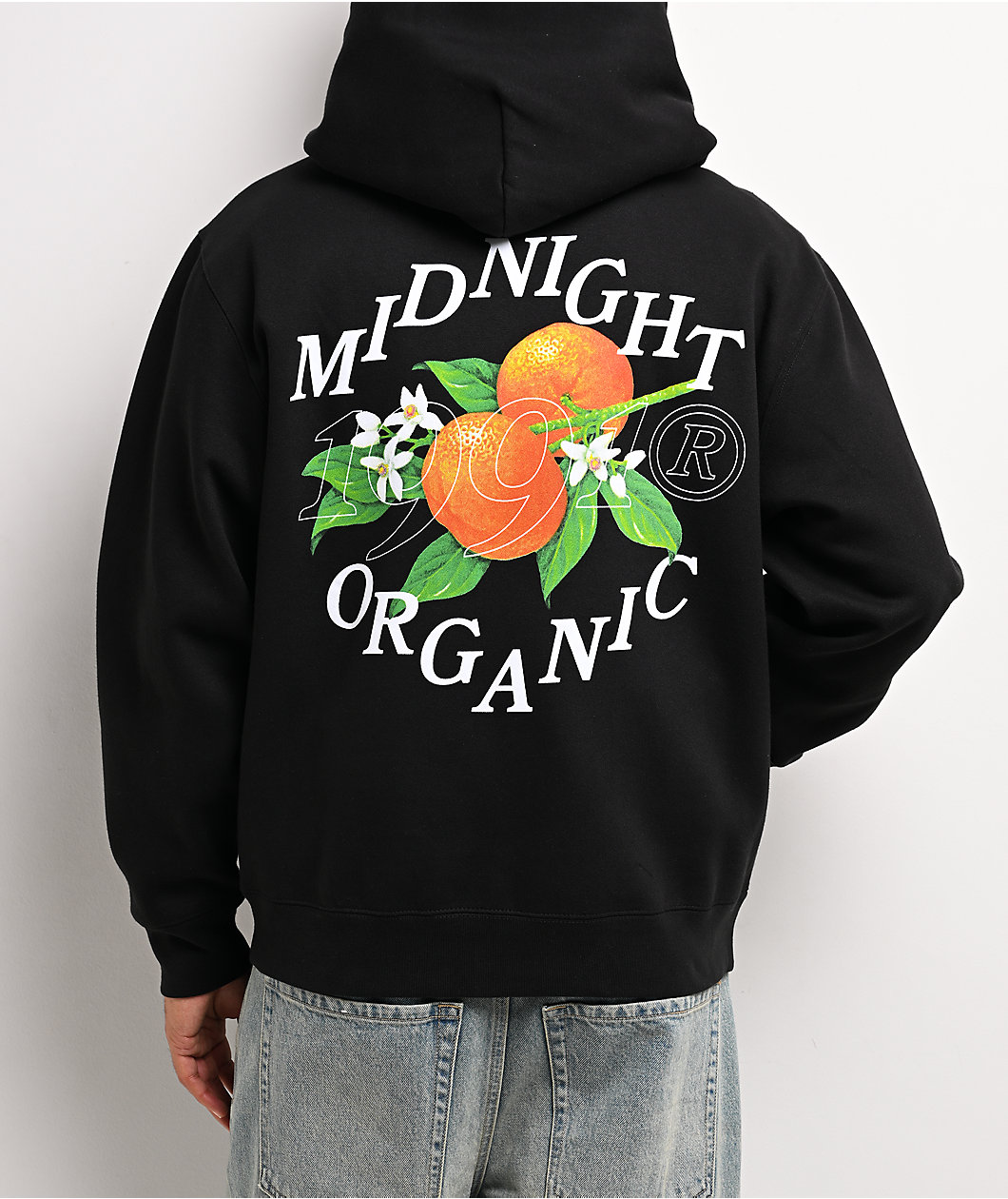 Midnight Organic Citrus Black Zip Hoodie