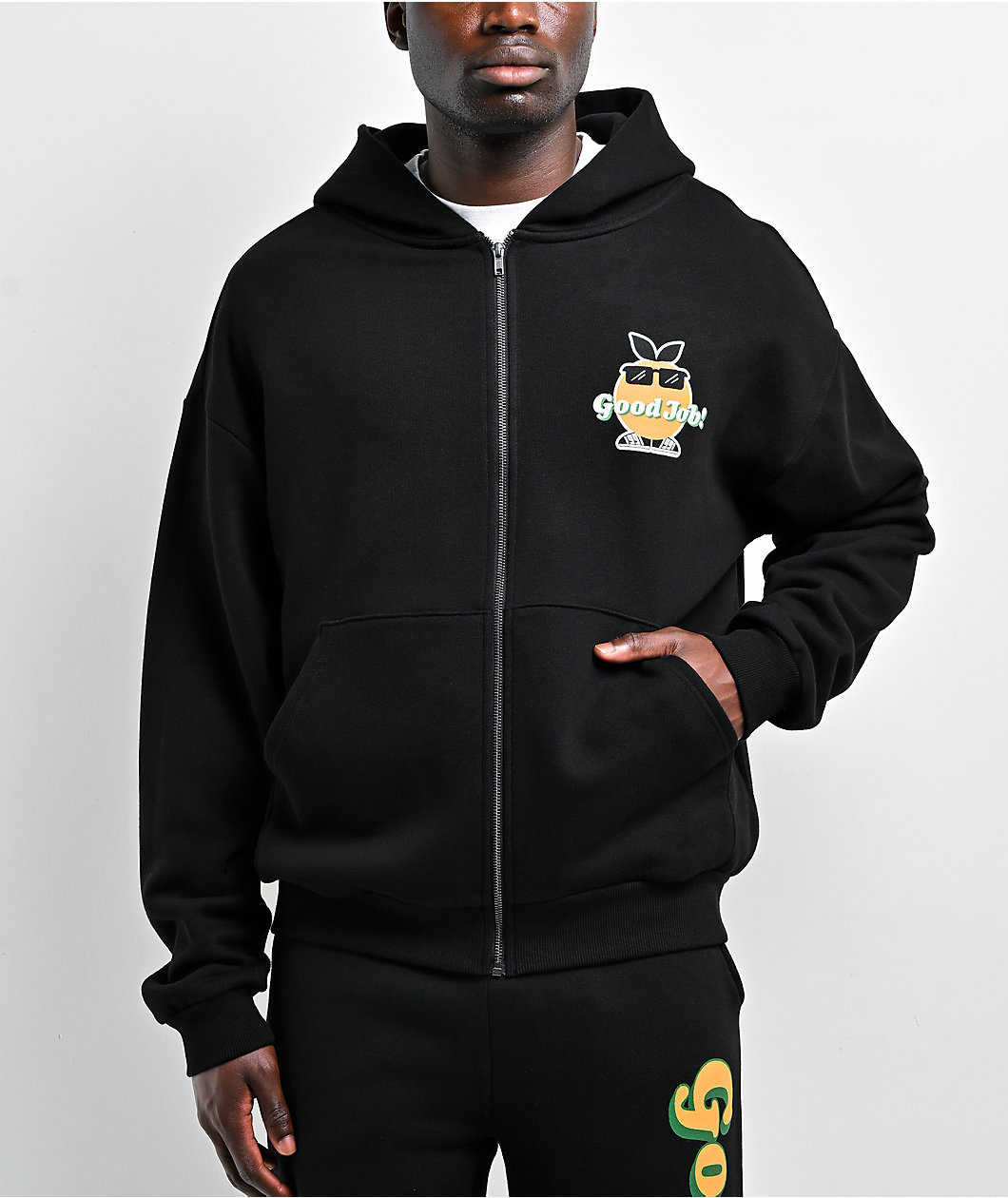 Midnight Organic Good Job! Black Zip Hoodie