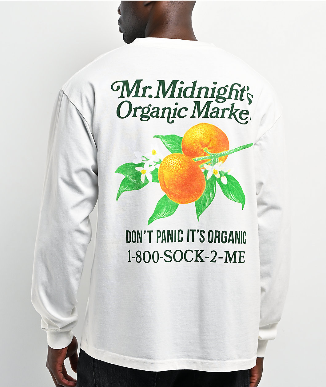 Midnight Organic Market White Long Sleeve T-Shirt