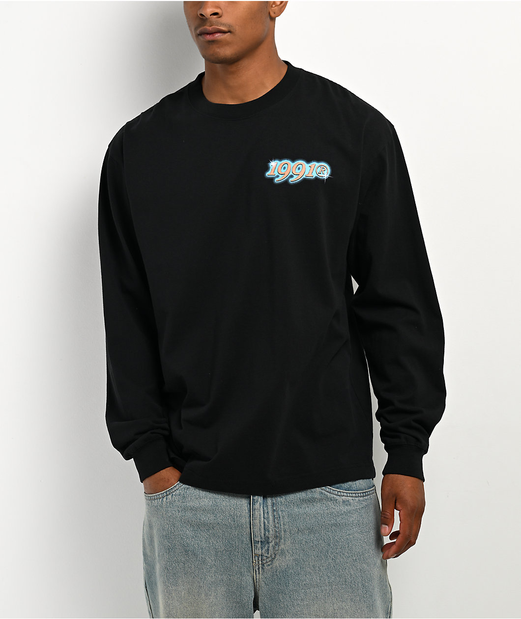 Midnight Organic Mr. Midnight Airbrush Black Long Sleeve T-Shirt