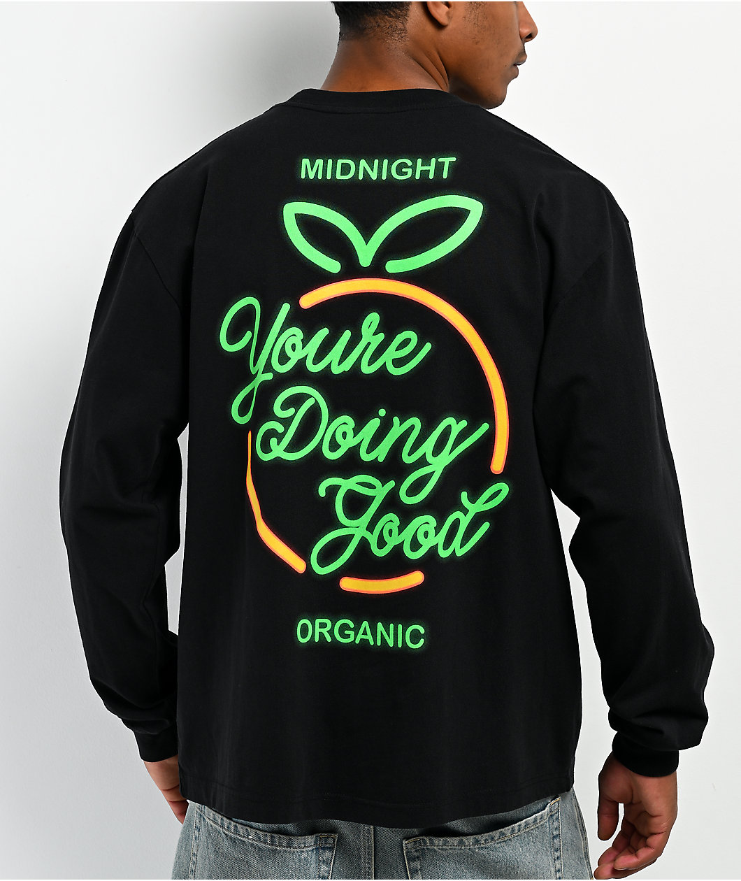 Midnight Organic Neon YDG Sign Black Long Sleeve T-Shirt