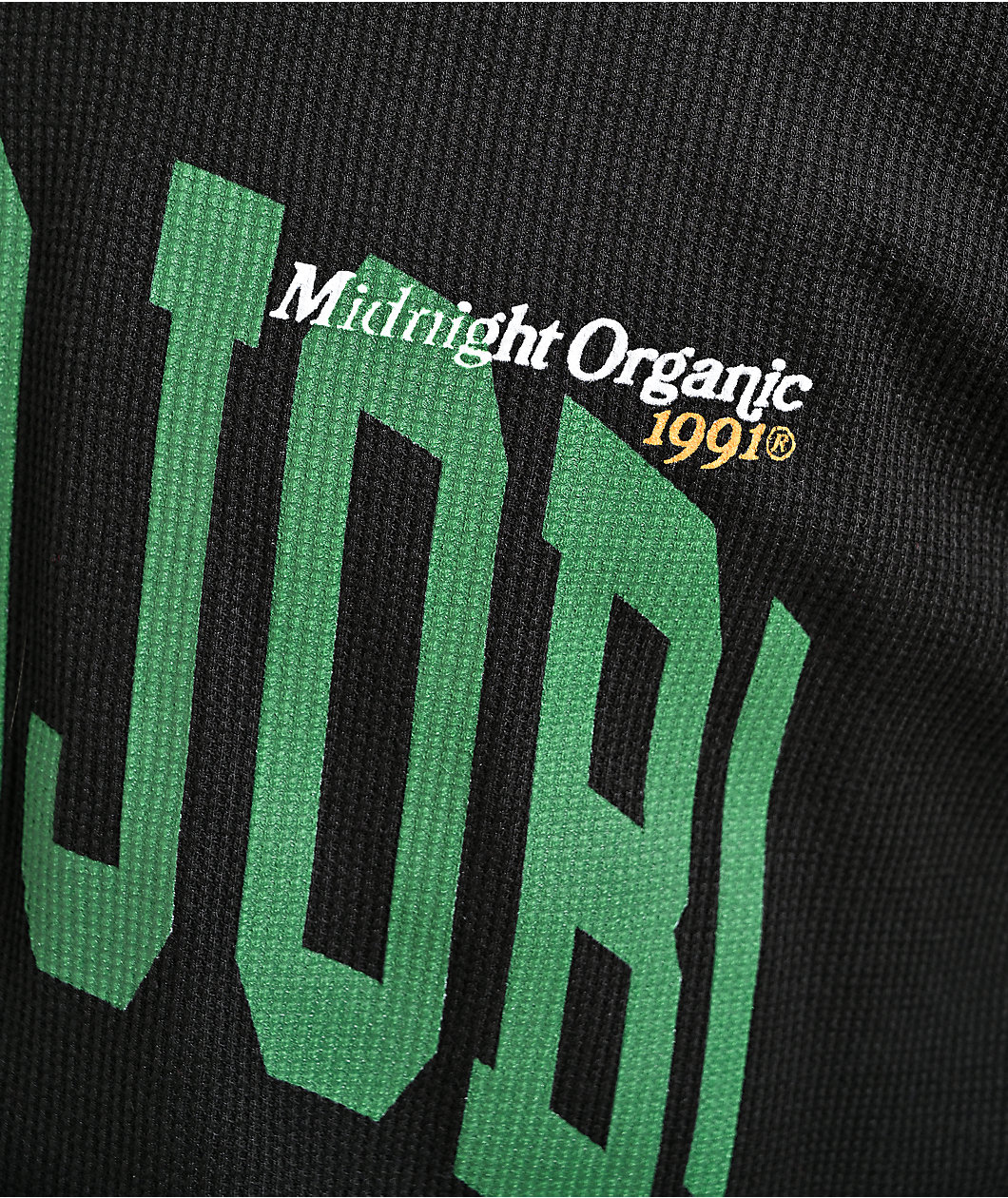 Midnight Organic Varsity Good Job Black Thermal Long Sleeve T-Shirt