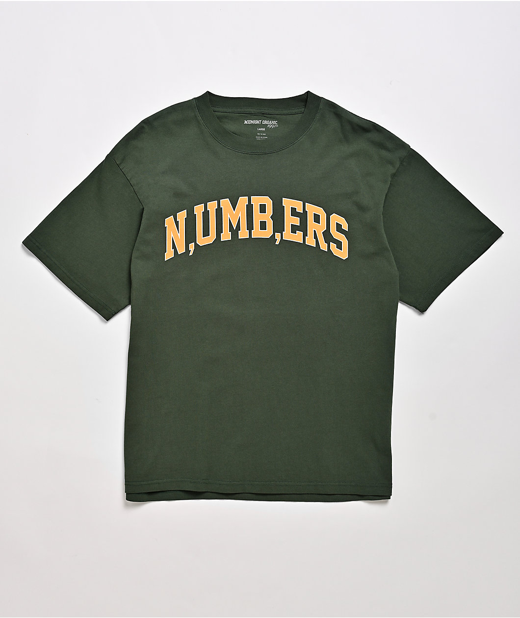 Midnight Organic Varsity Numbers Forest Green T-Shirt