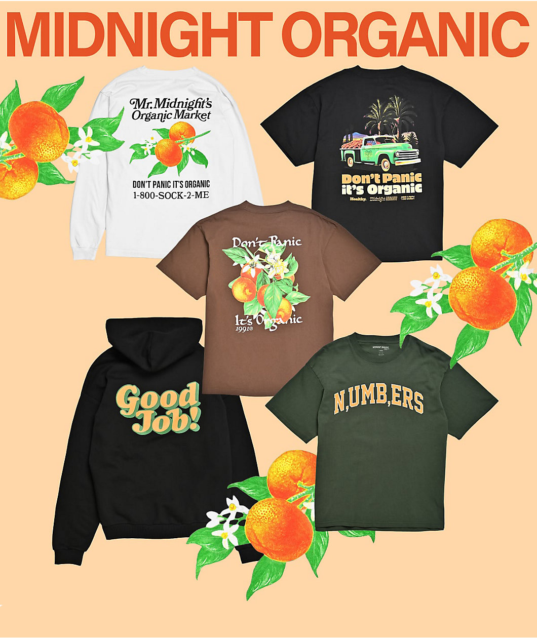 Midnight Organic Varsity Numbers Forest Green T-Shirt