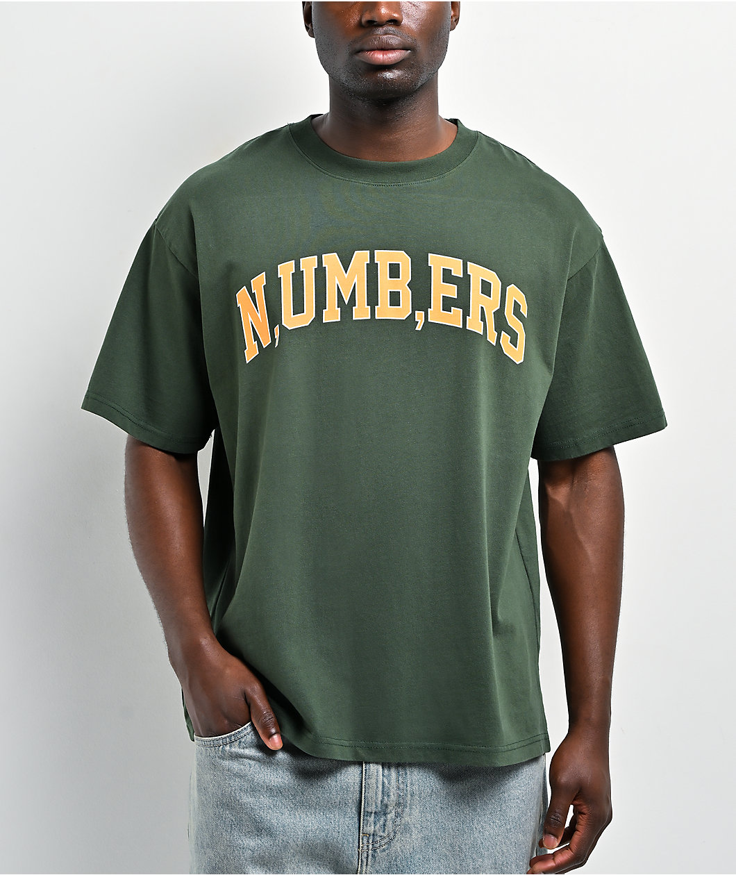 Midnight Organic Varsity Numbers Forest Green T-Shirt