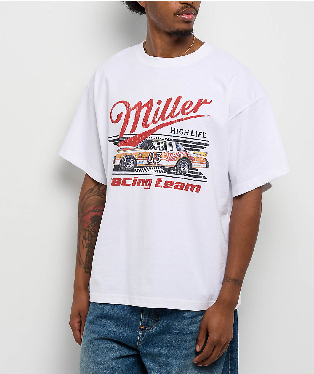 Miller Genuine Draft High Life Racing White T-Shirt