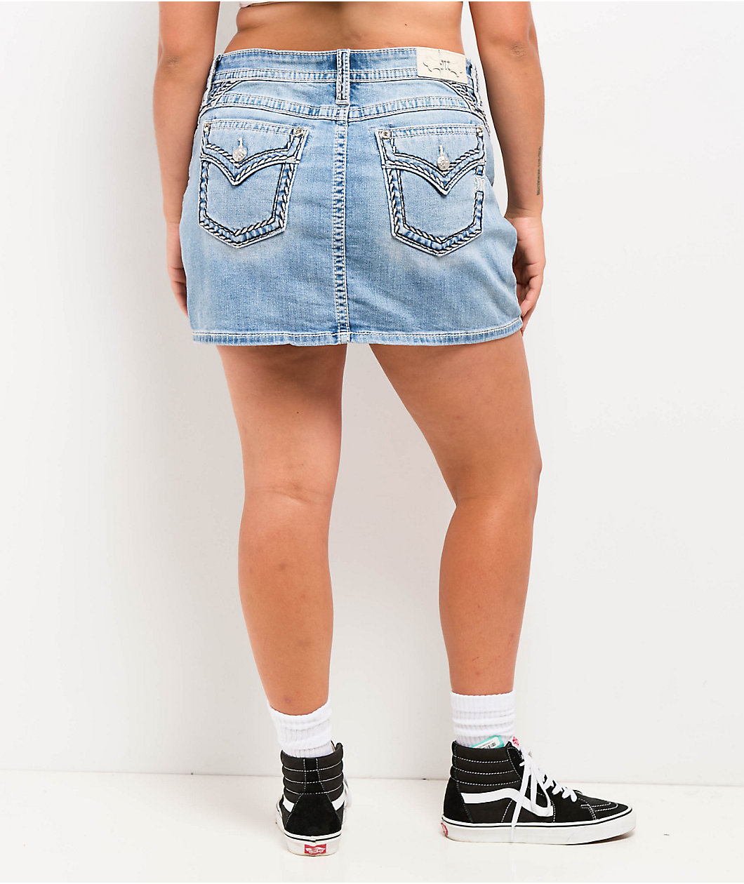 Miss Me Cleo Light Wash Mid Rise Skirt