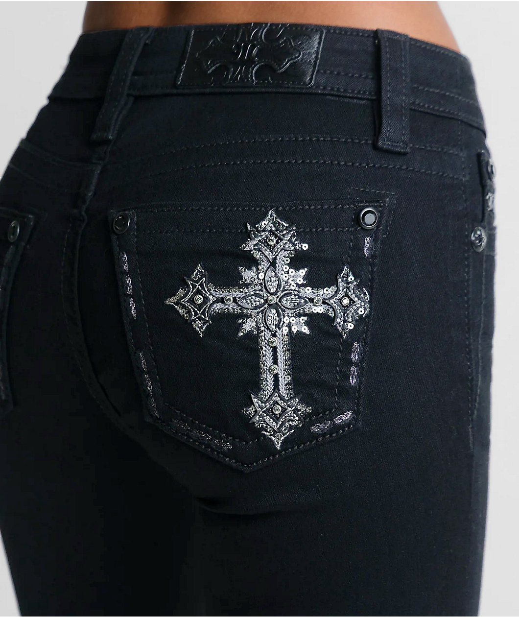 Miss Me Cross Black Wash Bootcut Jeans