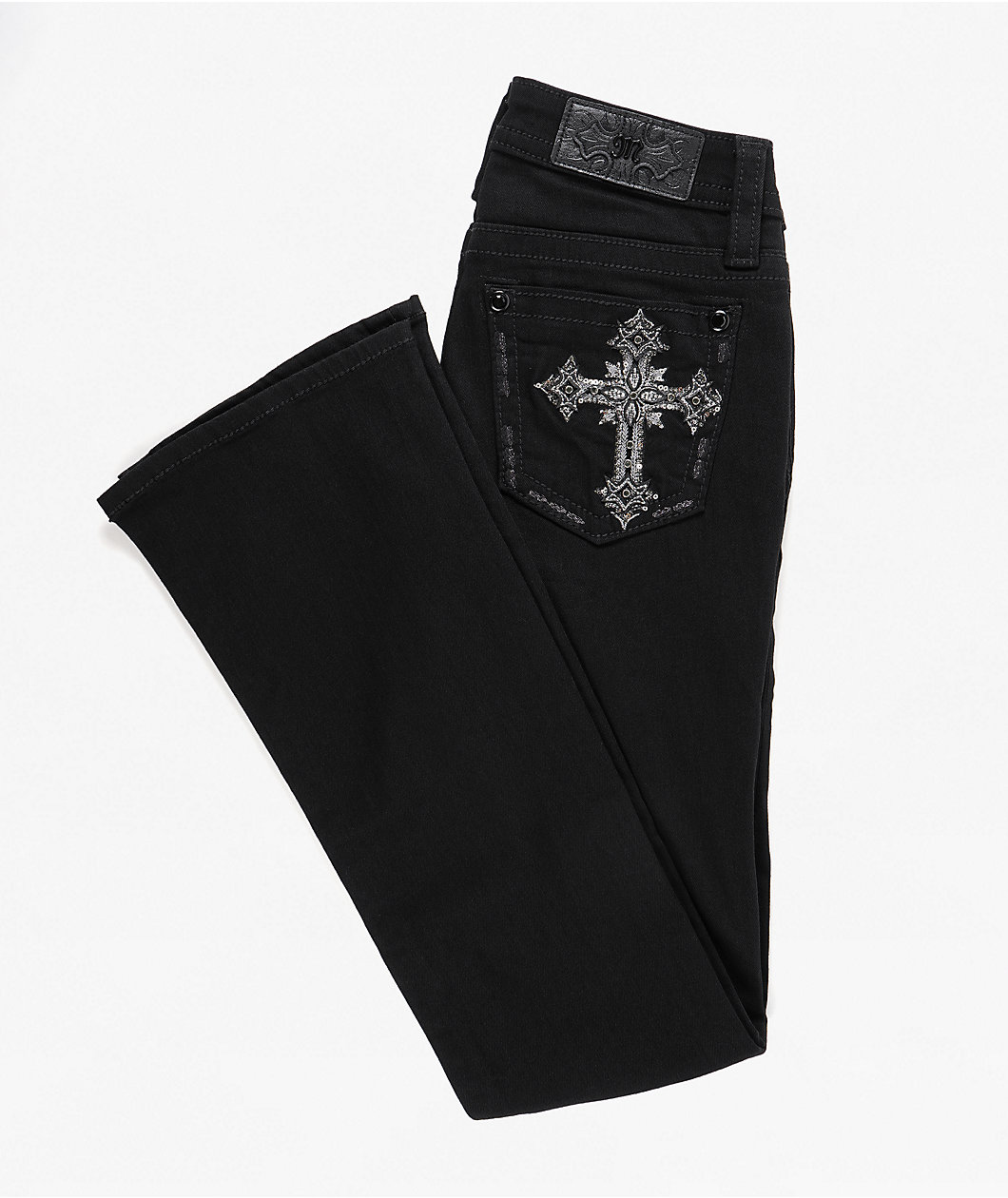 Miss Me Cross Black Wash Bootcut Jeans
