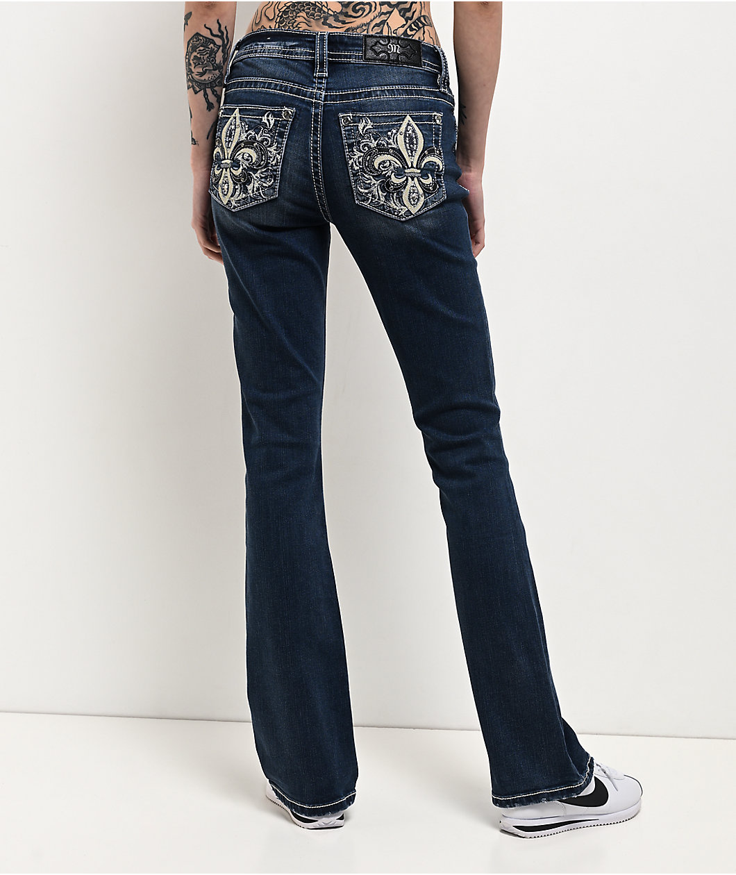 Miss Me Fleur De Lis Light Wash Bootcut Jeans
