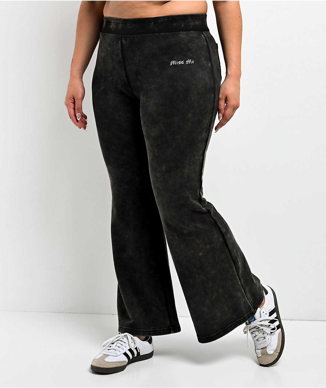 Miss Me Washed Black Flare Sweatpants