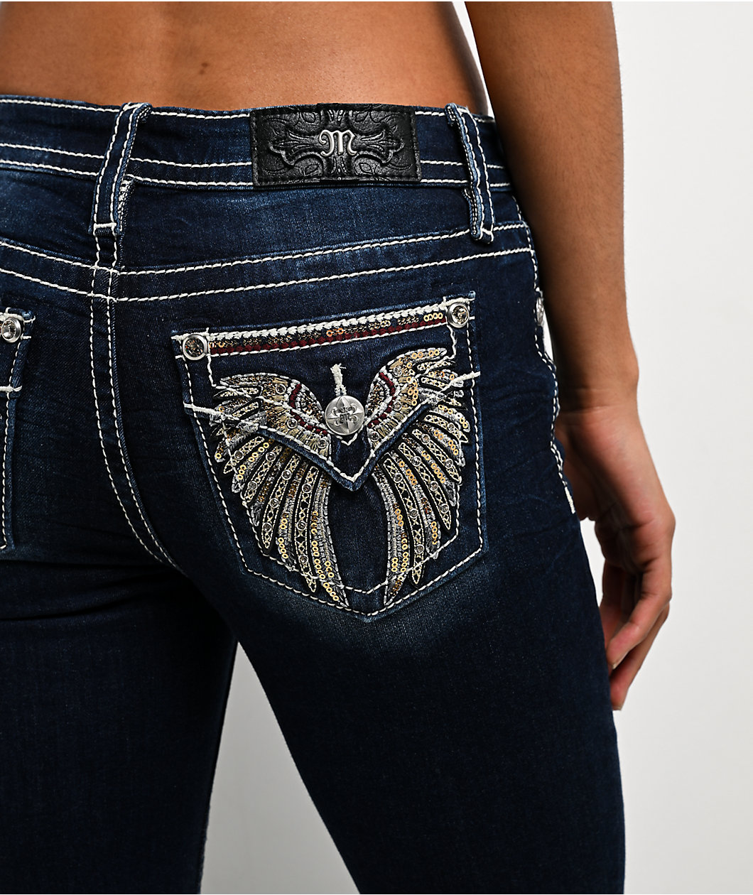Miss Me Wing Medium Blue Wash Bootcut Jeans