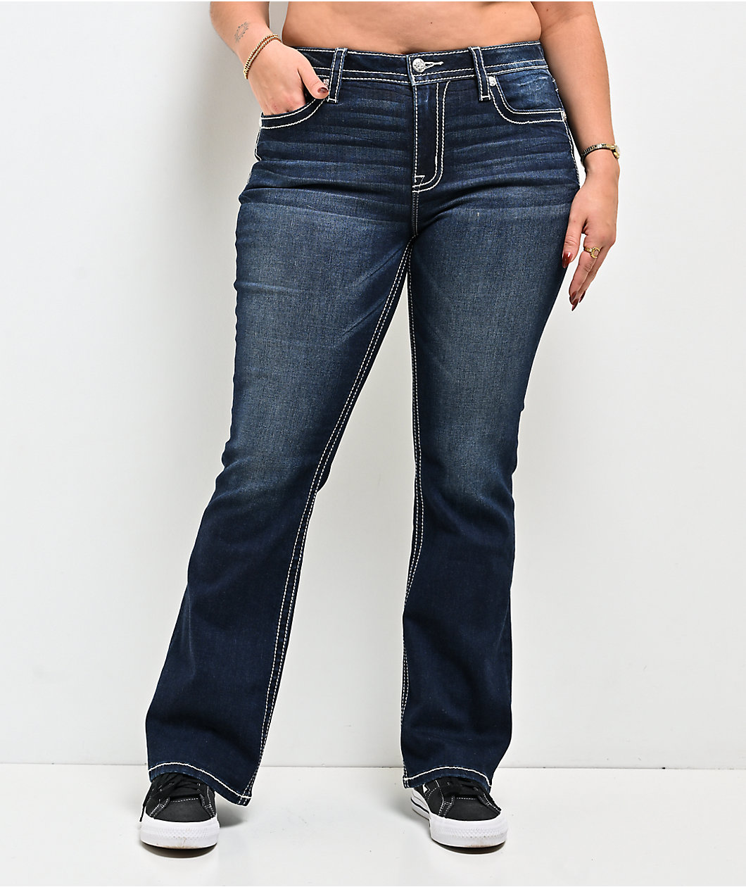 Miss Me Wing Medium Blue Wash Bootcut Jeans