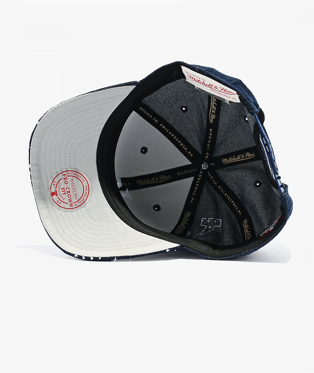 Mitchell & Ness LA Dodgers Run Stitch Navy Denim Snapback Hat