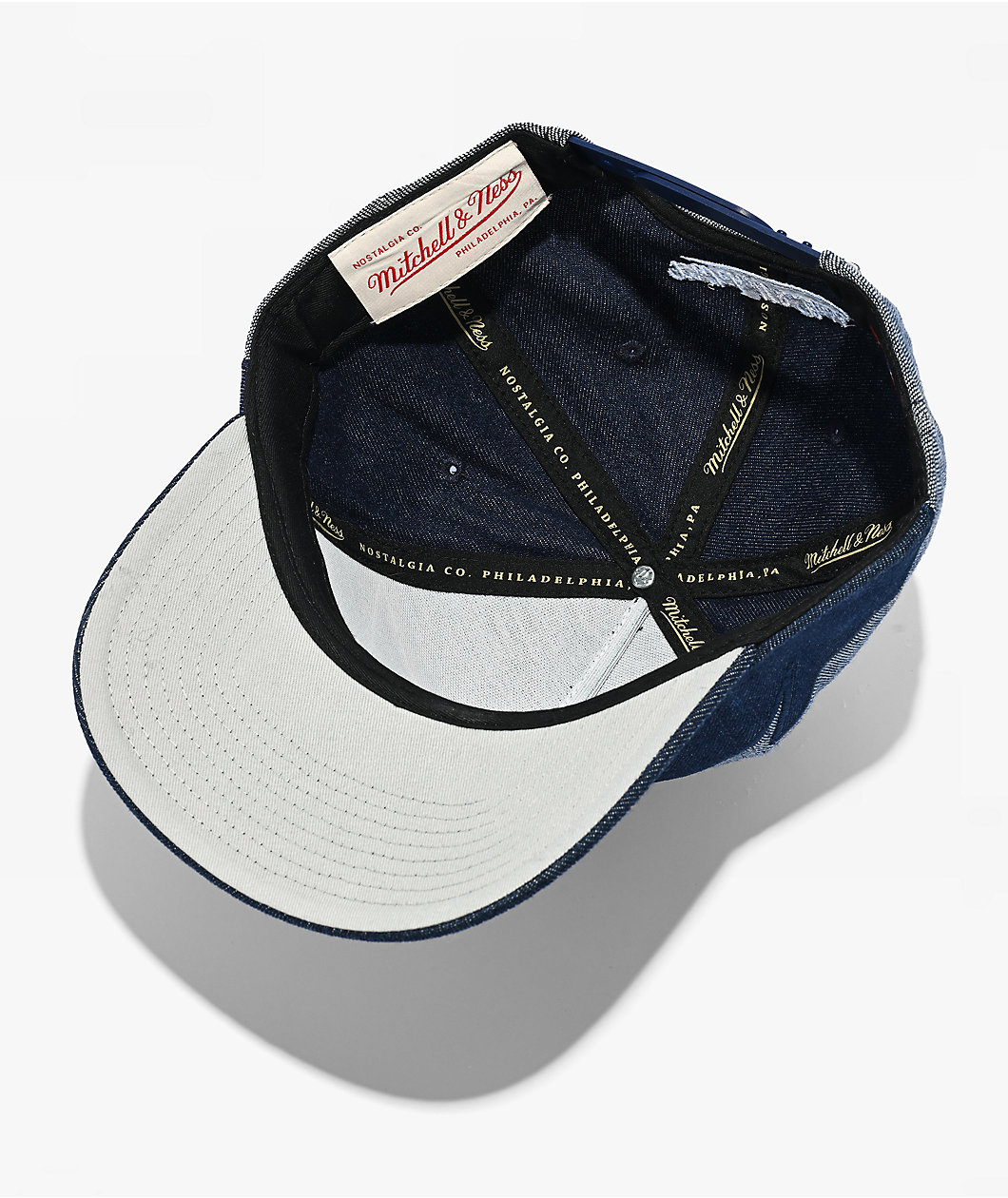 Mitchell & Ness Los Angeles Dodgers Sharktooth Denim Blue Pro Pinch Snapback Hat