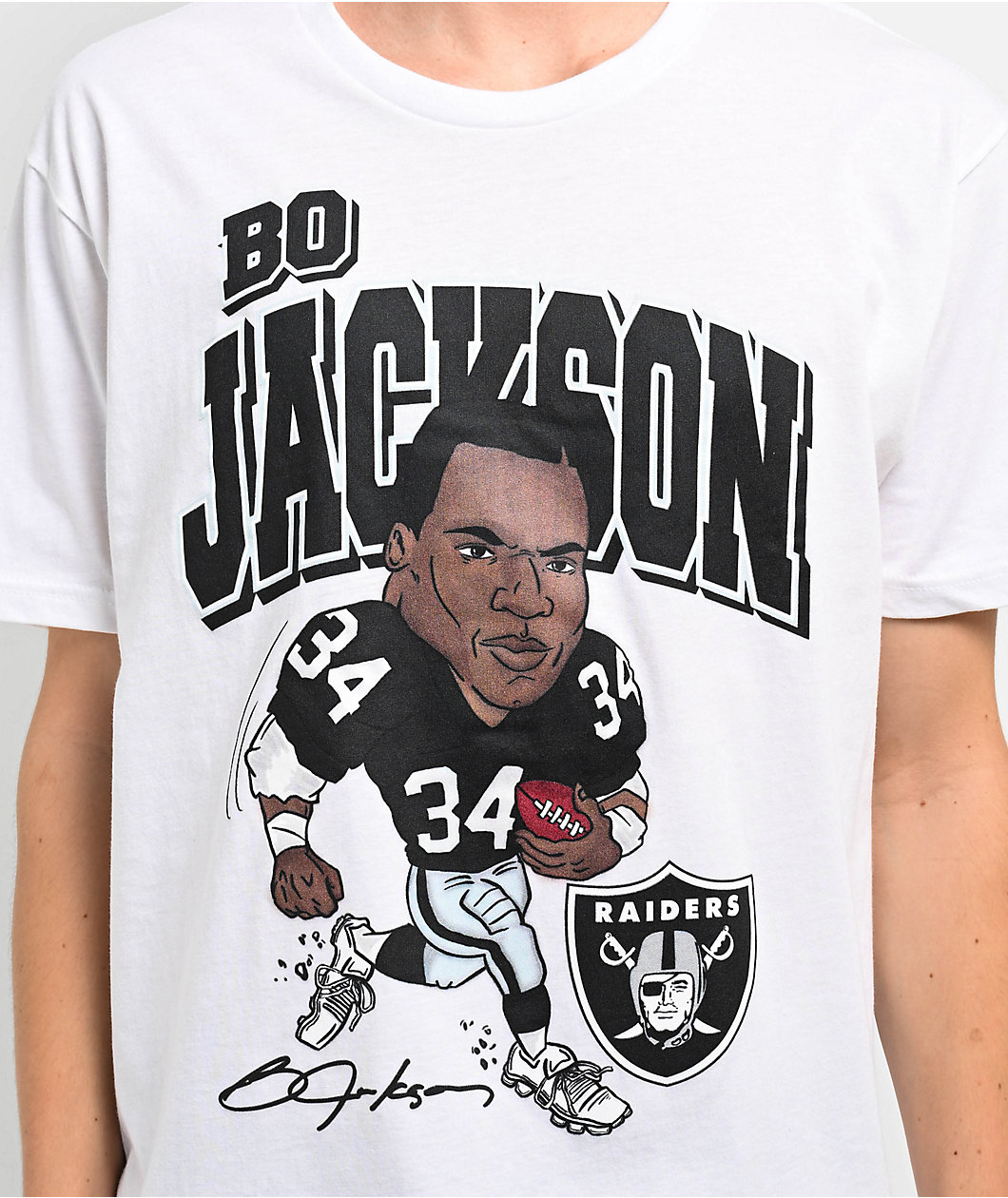 Mitchell & Ness Oakland Raiders Bo Jackson Caricatures White T-Shirt