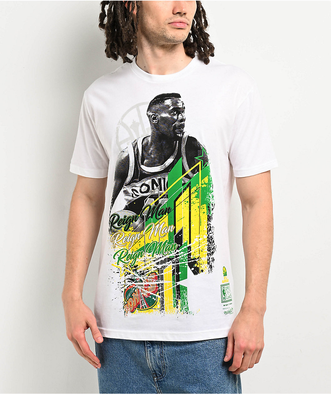 Mitchell & Ness Seattle Supersonics Shawn Kemp Burst White T-Shirt