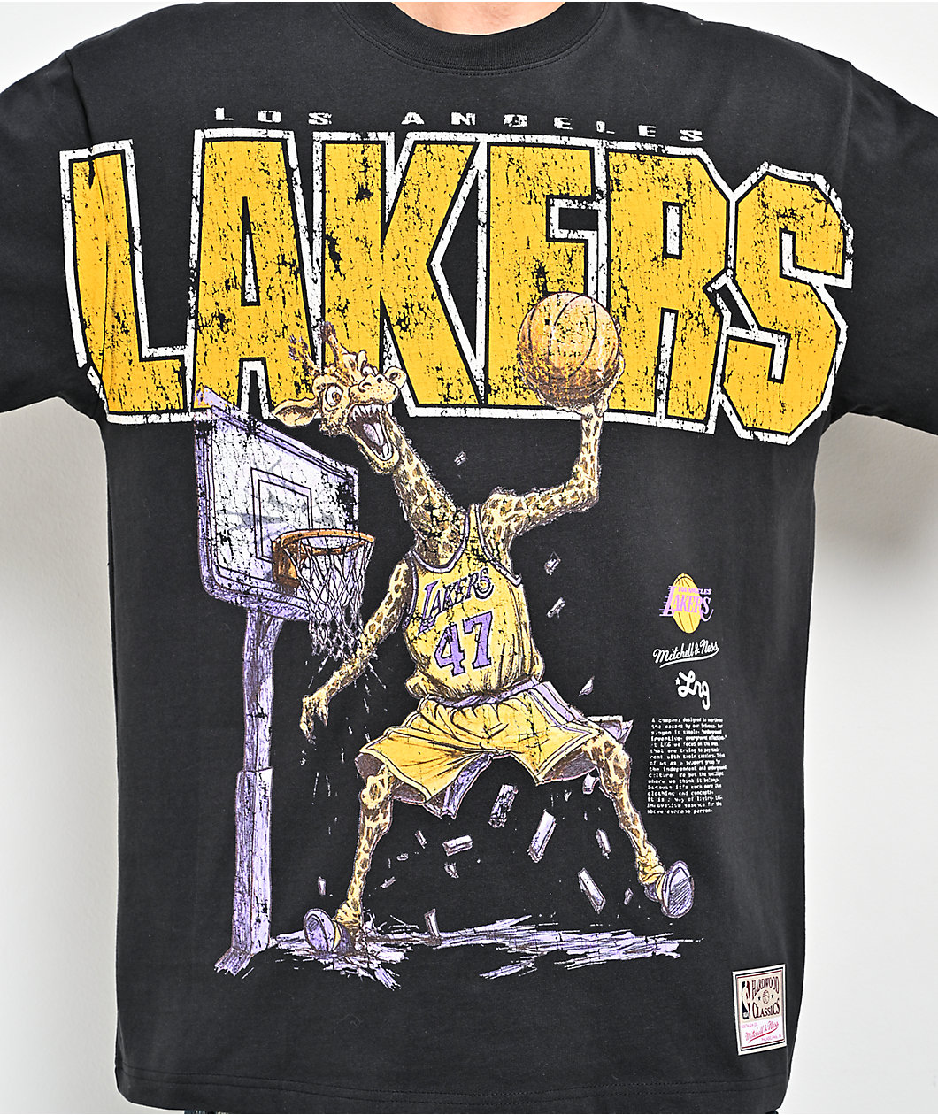 Mitchell & Ness x LRG LA Lakers Wild Art Black T-Shirt