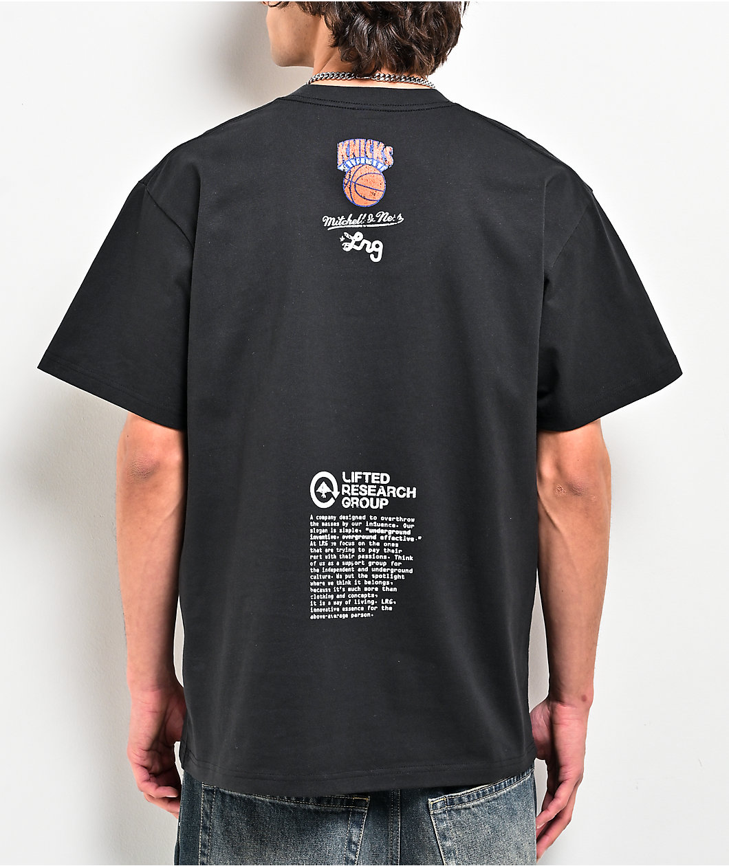 Mitchell & Ness x LRG NY Knicks Wild Art Black T-Shirt