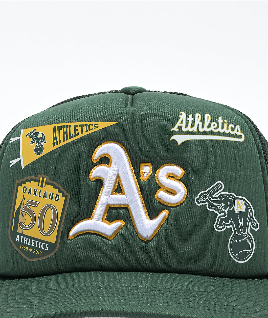 Mitchell & Ness x MLB Overload Oakland A's Green Trucker Hat