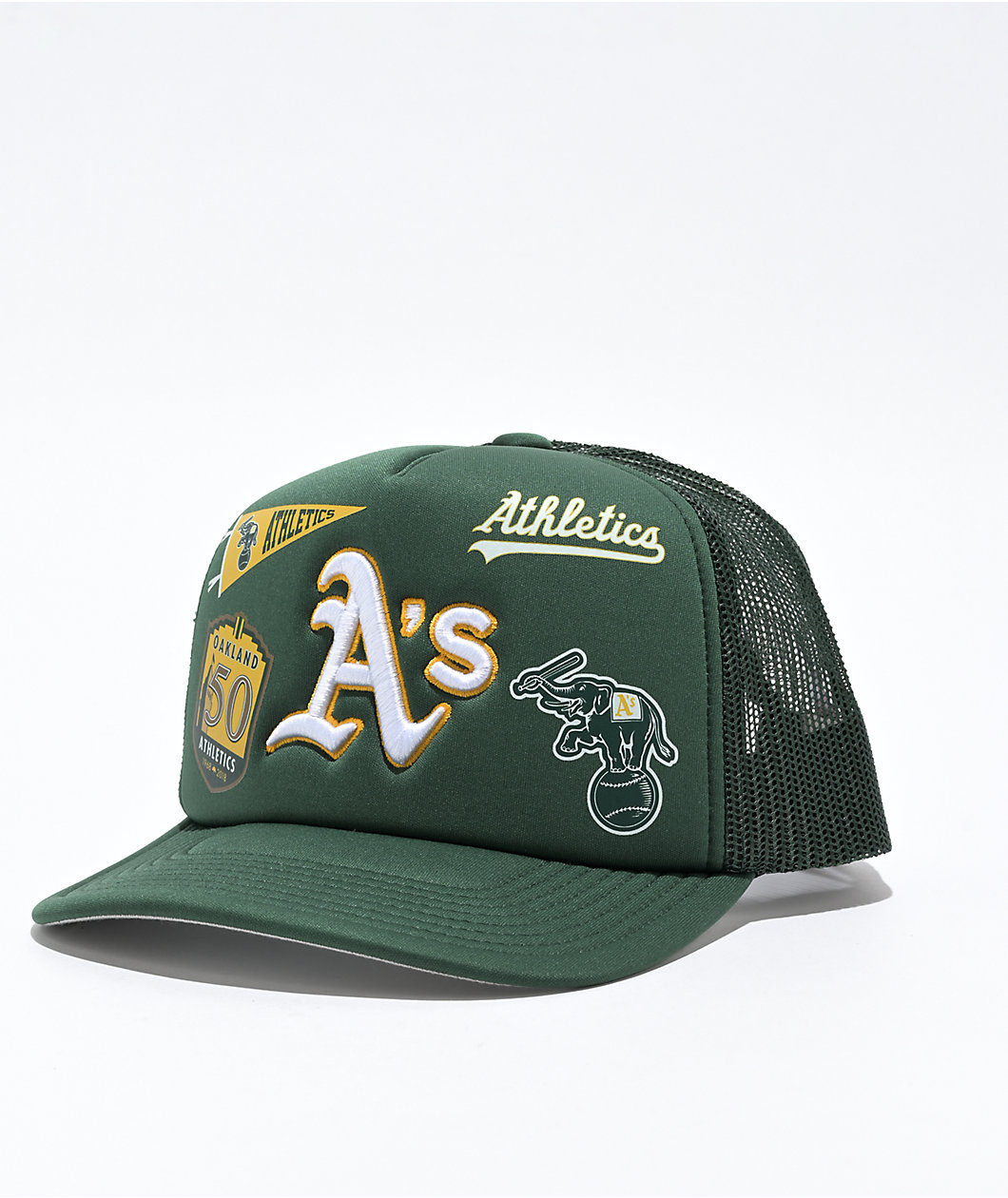 Mitchell & Ness x MLB Overload Oakland A's Green Trucker Hat