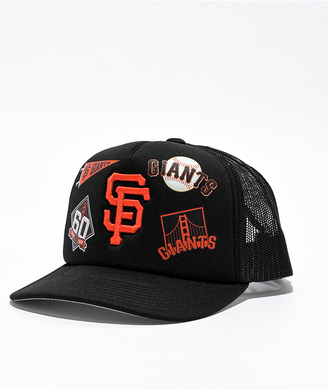 Mitchell & Ness x MLB Overload San Francisco Giants Black Trucker Hat