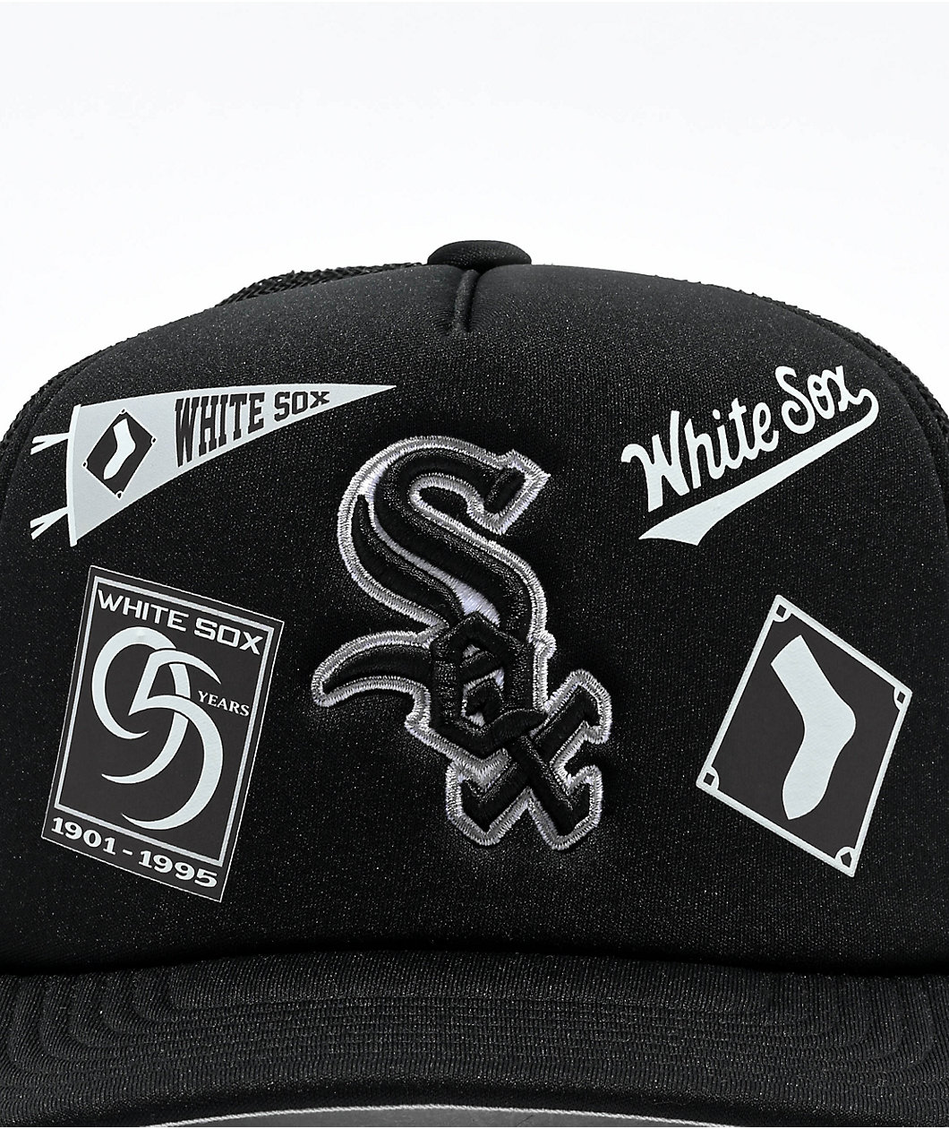 Mitchell & Ness x MLB Overload White Sox Black Trucker Hat