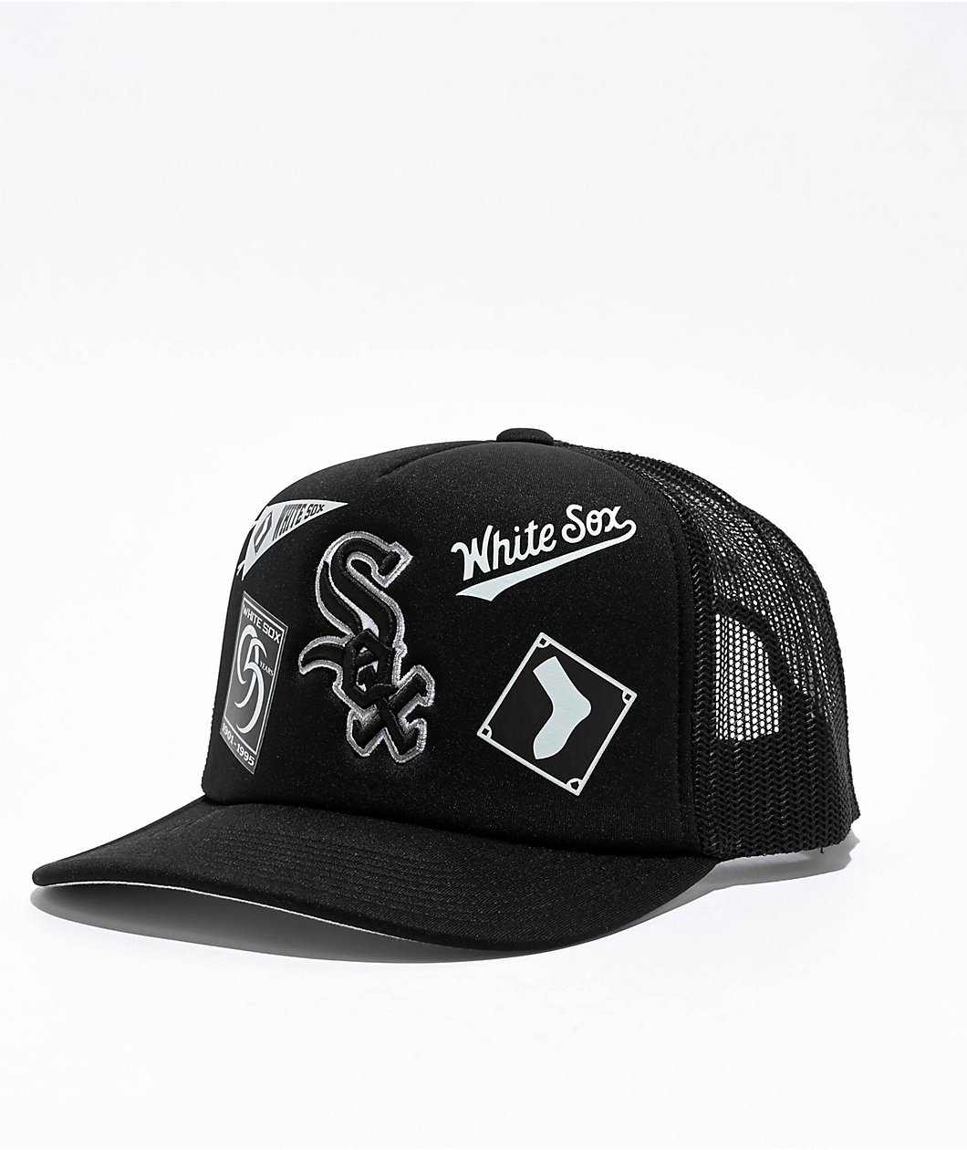 Mitchell & Ness x MLB Overload White Sox Black Trucker Hat