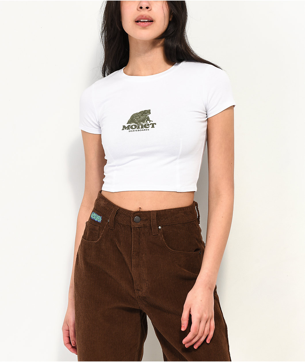 Monet Ribbit White Crop T-Shirt