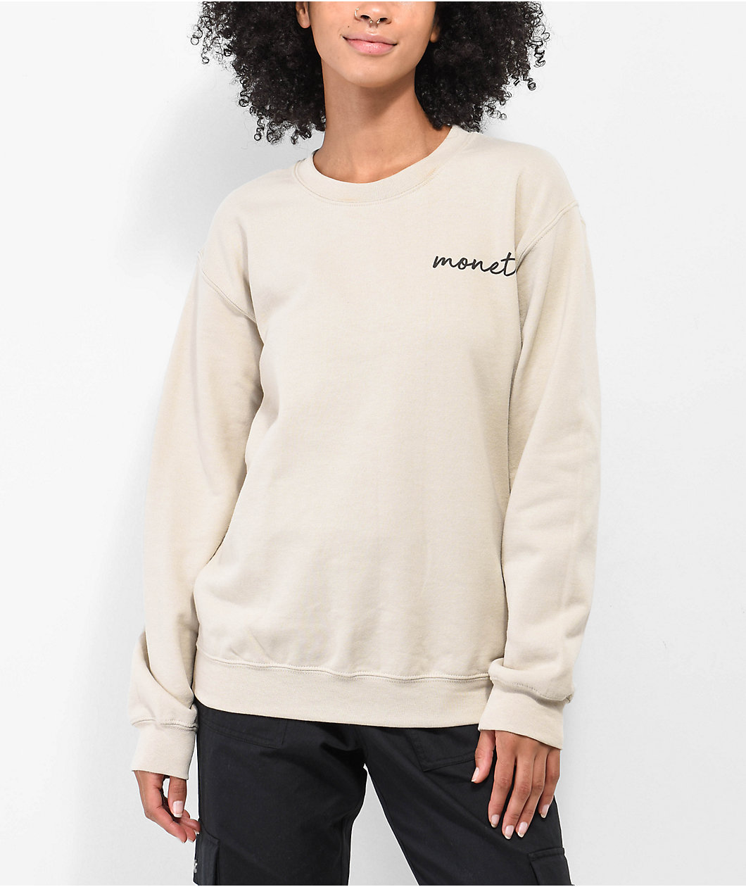 Monet Skateboards Cursive Logo Sand Crewneck Sweatshirt