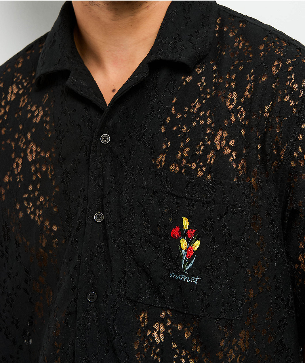 Monet Skateboards Lotti Lace Black Button Up Shirt