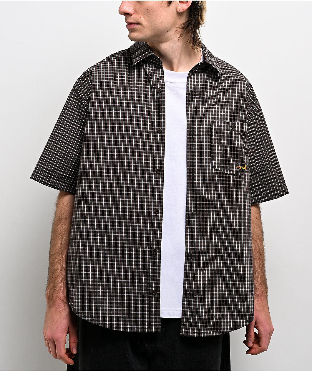 Monet Skateboards Sweeper Brown Plaid Button Up Shirt