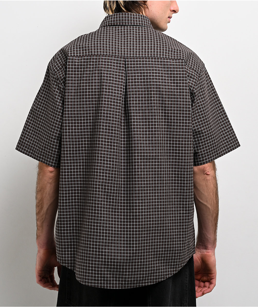 Monet Skateboards Sweeper Brown Plaid Button Up Shirt